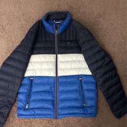 Tommy Hilfiger Blue White Puffy Jacket 