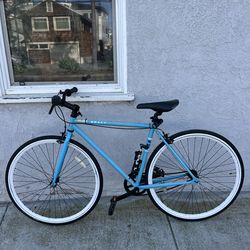 Draft Blue Single-Speed Road Bike + Full Commuter Setup (Stand, Light, Pump, Tubes)