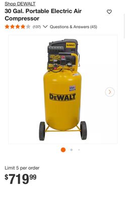 DEWALT 30 Gal. Portable Electric Air Compressor (specifically Model DXCMLA1983012).