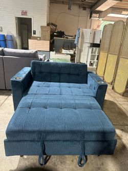 Sherry 56" Upholstered Pull-out Sofa Bed Loveseat with USB Charging & Cup Holders  📍 3749 Scott Futrell Dr Charlotte, NC 28208  Business Hours: Mon –