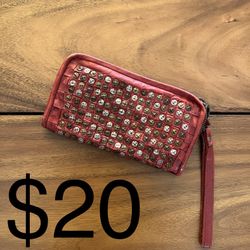 Boho Leather Wristlet 