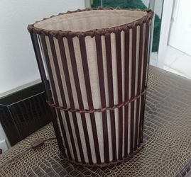 Boho Cylindrical Lamp Shade with Leather Strips