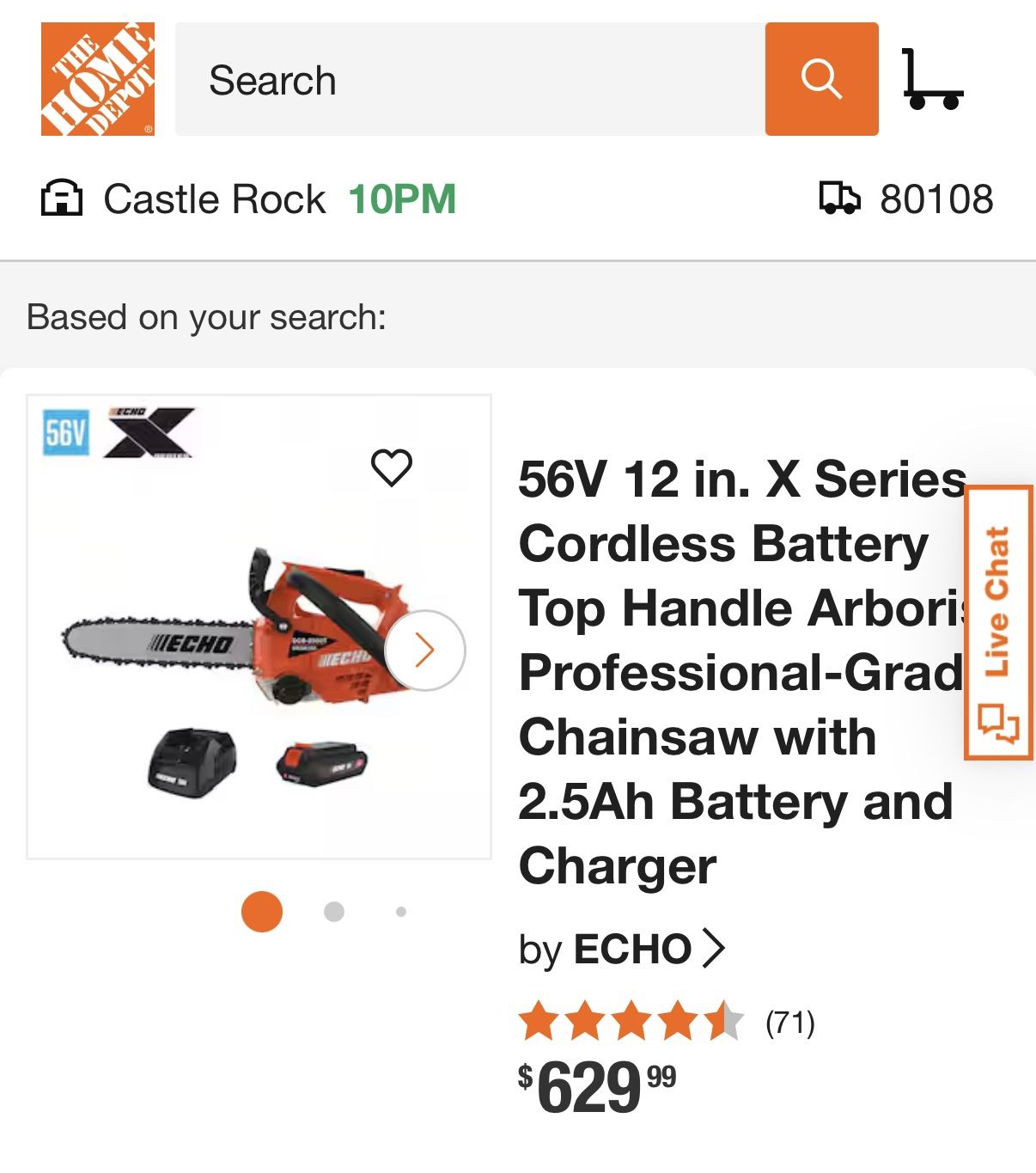 "Flash Sale" ECHO 56V 12 in. X Series Cordless Battery Handle Arborist Professional-Grade Chainsaw