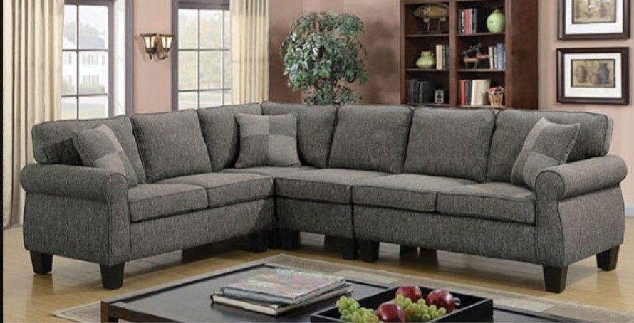 Brand New Grey Sectional Sofa (Pillows Included)