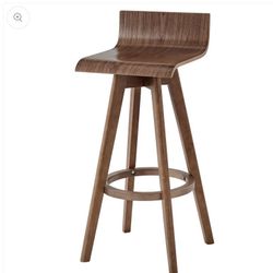 BRAND NEW IN BOX Set of Two Mid-Century ModernSwivel Wood Stools - Walnut Finish
