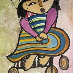 Artista G.Serra Título Niña En Coche