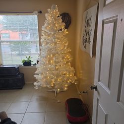 White 9ft Tall Christmas Tree With Lights 