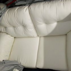 White Faux Leather Loveseat
