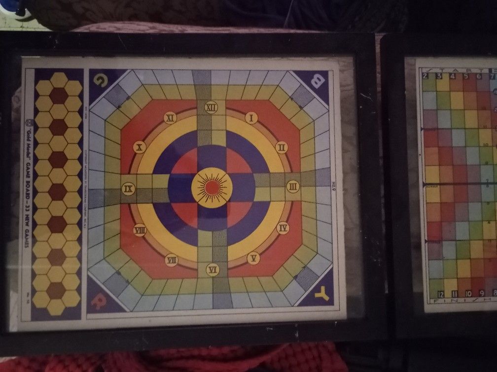 Antique Wall Hanging from Old Board Game (Double Sided) x 2