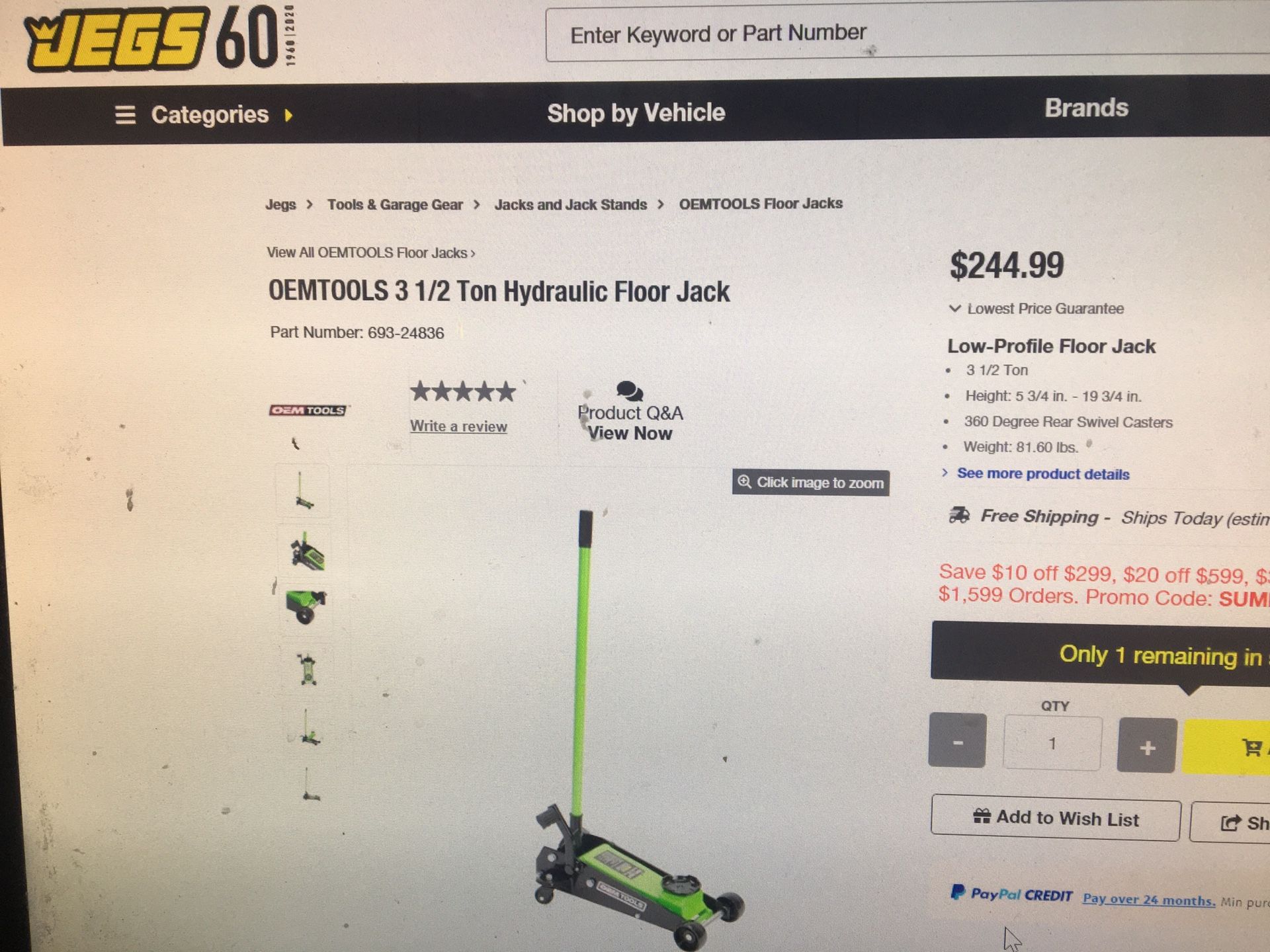 Brand new 3 1/2 floor jack never used