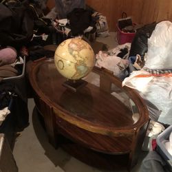 Vintage Glass Three Tier Oval, Coffee Table 