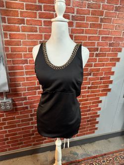 A'GACI Black Mini Dress with Gold Chain