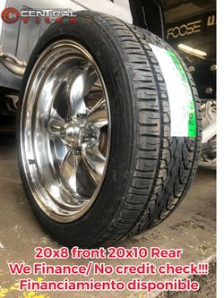 AR Torq Thrust 5 lug staggered wheels.... wheel & tire package. Easy payment options available