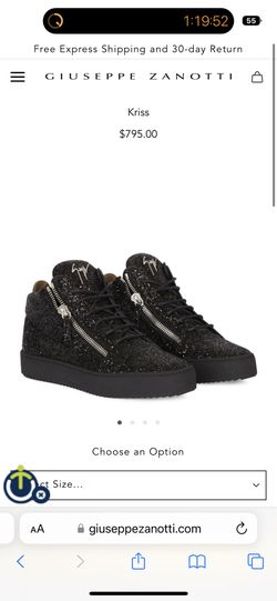 Giuseppe Zanotti Kriss Glitter Sliver Mid Top Sneakers US Size 10