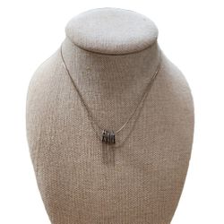 Vtg 925 Italy Birthstone Bling Charms (4) 2 Clear (1) Blue (1) Burgundy Necklace