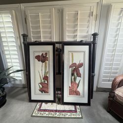 Two floral paintings by S Morrison - authentic - decorative - $50
