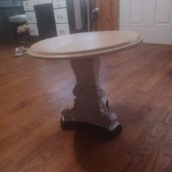 Christopher Knight Home Jorine Round End Table, Vintage Side Table, CeramicTabletop, Lightweight Concrete Worn Base, Mid-Century Small Accent Coffee D
