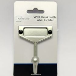 Mainstays Silver Wall Hook with Label Holder