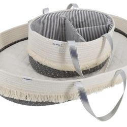 MIBABY Changing Basket Set Cotton Rope Changing Basket + Diaper Container 