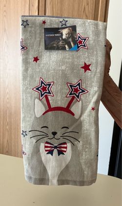 Patriotic, cat kitchen towels