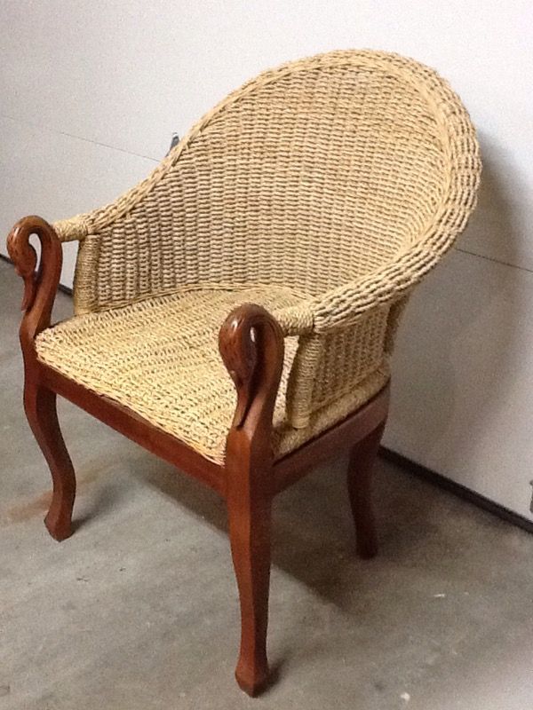 Designer Rattan Chair With Carved Swan Arms Furniture In Sammamish Designer Rattan Chair With Carved Swan Arms Furniture In Sammamish Wa Offerup