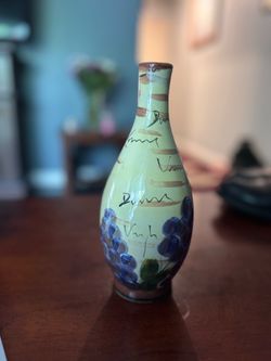 Hand-Painted Ceramic Vase with Grape Design