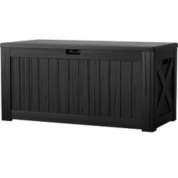 120 Gal. Outdoor Storage Box Plastic Resin Deck Box, Black brand new in box $100