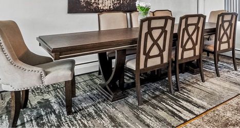 Dark Wood Dining Table and Chair Set