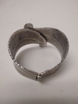 Silver Tone Engraved Cuff Bracelet
