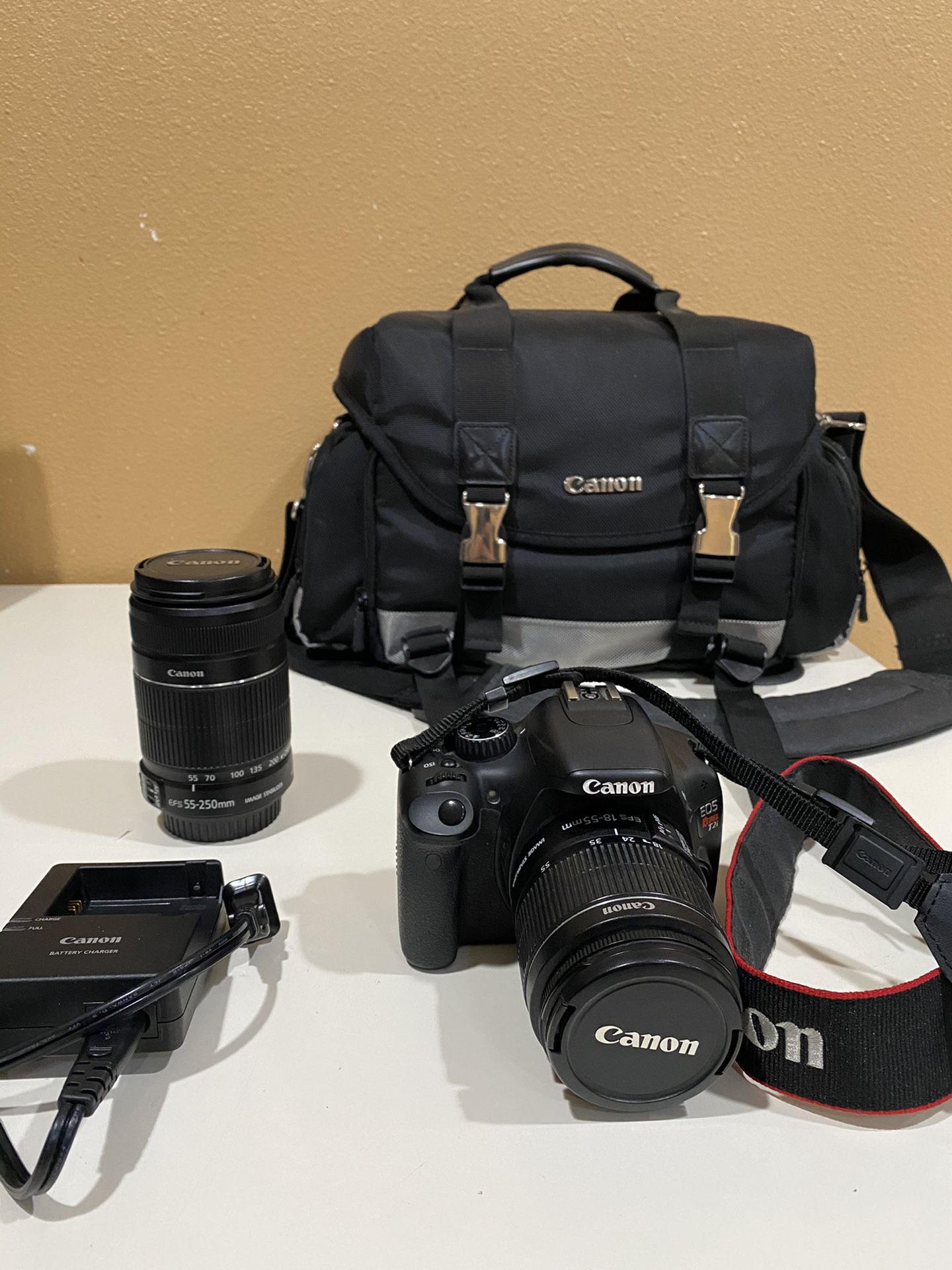 Canon T2i with an 18-55mm and 55-250mm
