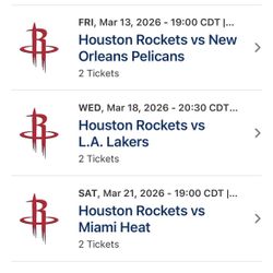 2  AISLE seats LOW section for MARCH homes games Houston Rockets