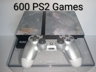 PS2 console with 600 PS2 Games+ Wireless controller