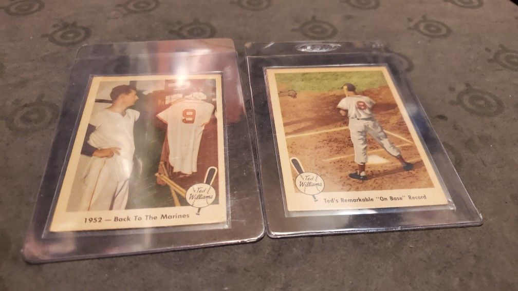 Lot Of 2 Vintage Fleer Ted Williams Baseball Cards Great Condition All For $25