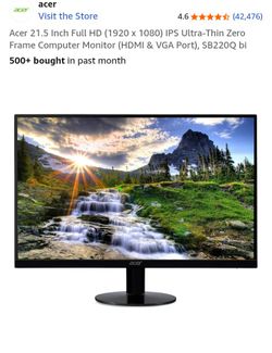 ACER SB0 SERIES 21.5" MONITOR $70 