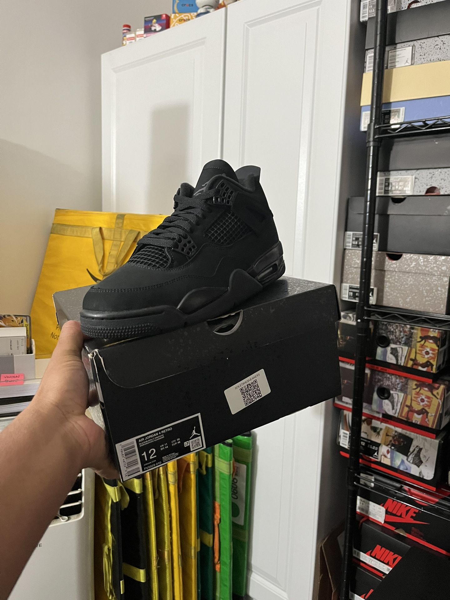 nike air jordan black cat 4 size 12 deadstock ds brand new og all included 