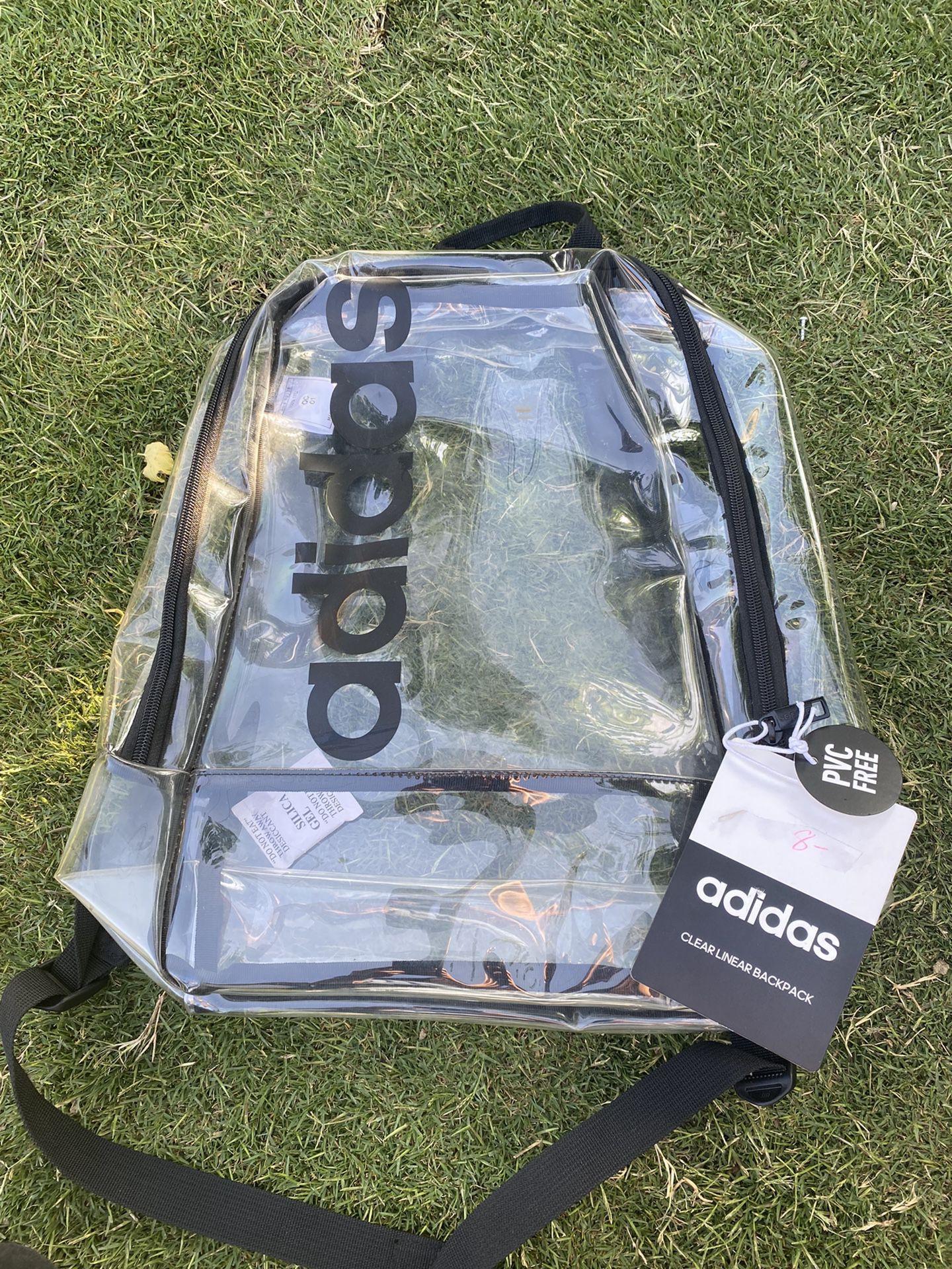 Adidas Clear LINEAR Backpack Travel,Black Trim School Travel GYM - New With Tag