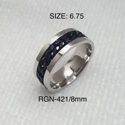 Stainless Steel Spinner Ring Band: Size-6.75/RGN-421