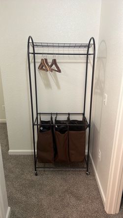 Rolling Laundry Sorter with Clothing Rack
