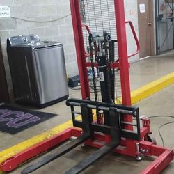 
Selling a Dayton Manual Fork-Over Stacker with a 2,000 lb load capacity. It measures 43 inches x 6 1/4 inches, with a height range from 3 1/4 inches 