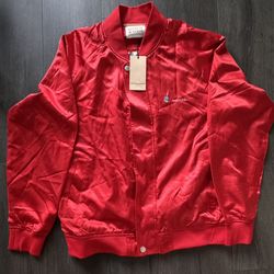 Scotch Soda Jacket Men’s Full Zip Souvenir Satin Free Spirit Guitar Red