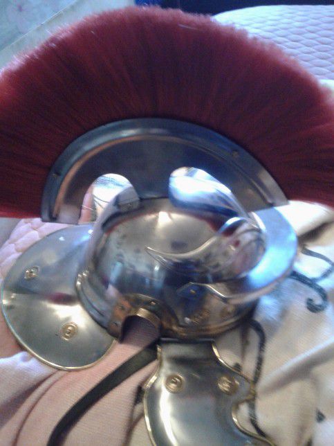 Great Centurian  Metal Helmet  With Plum Perfect For Man Cave