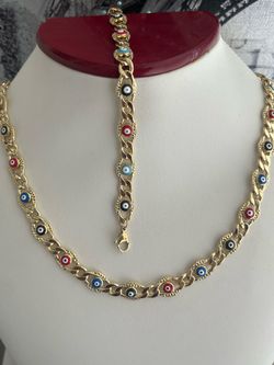 multicolor 👁️ eye necklace set