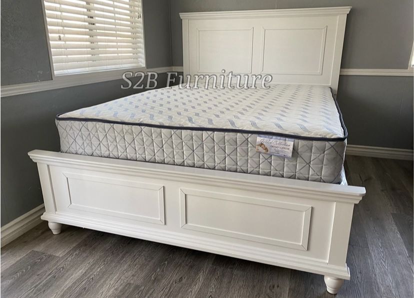 Queen Size White Plain W Ortho Mattress
