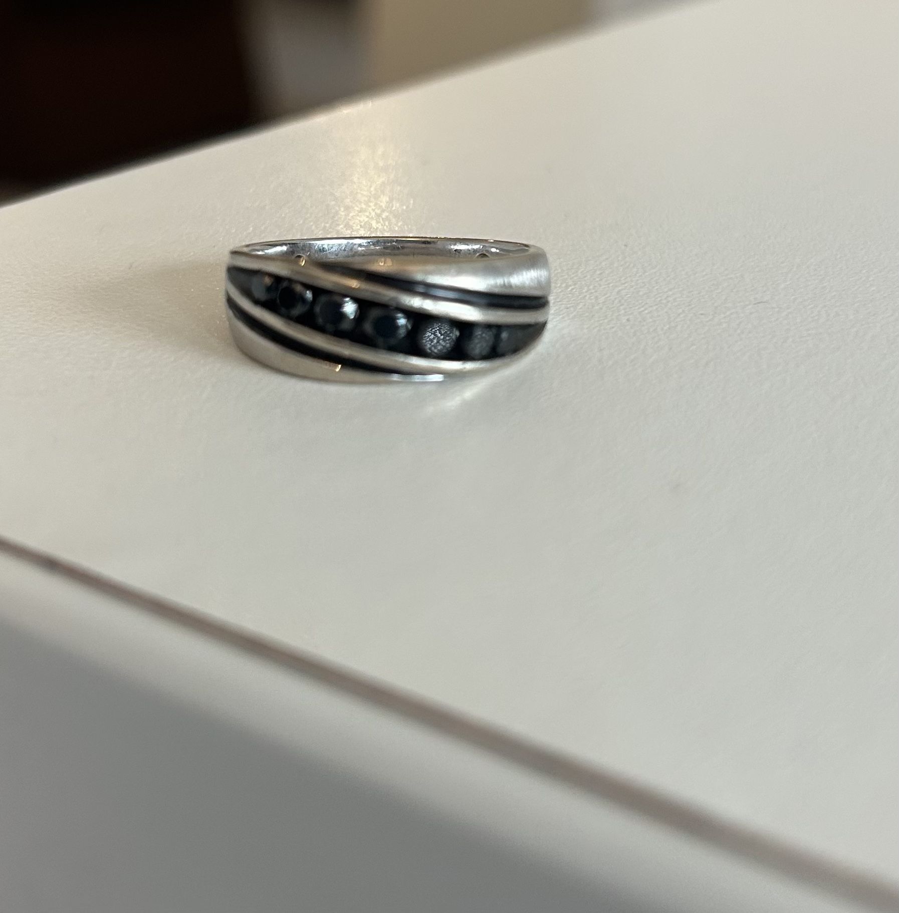 10K White Gold Ring With Black Onyx