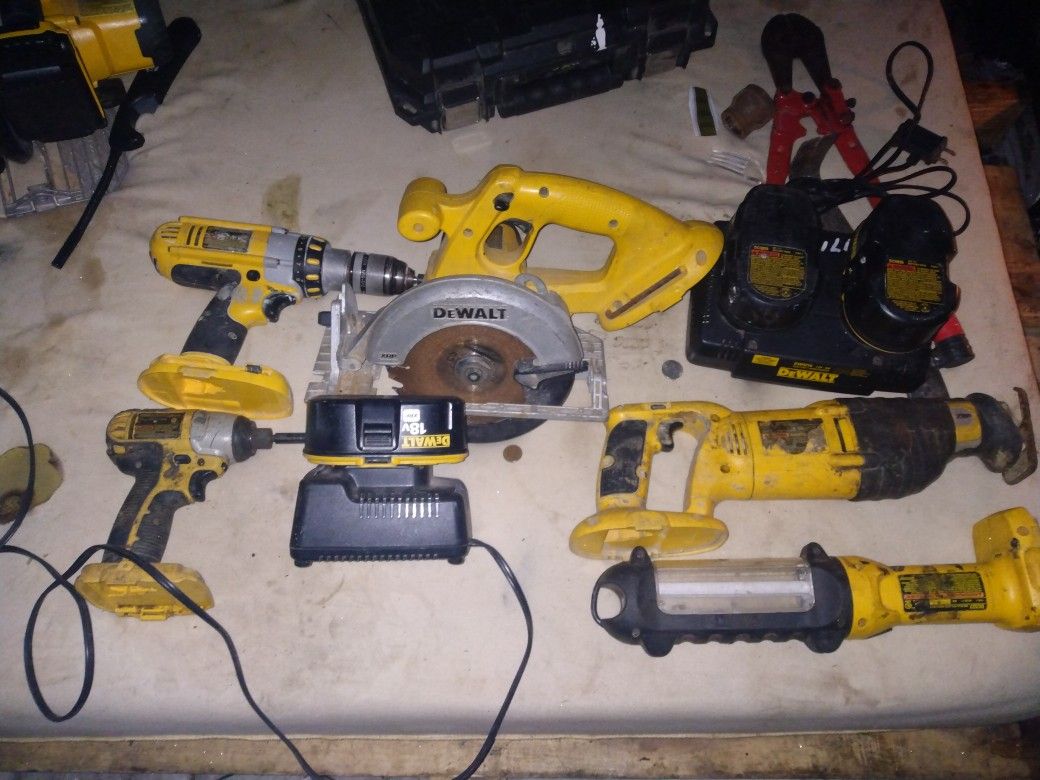 18 Volt DeWalt Tools With Charger And Batteries
