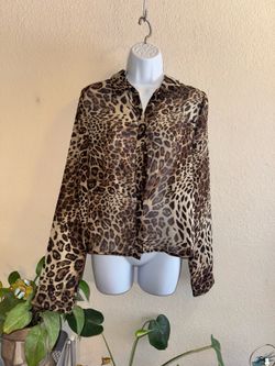 Animal print sheer blouse