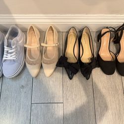 4 Pairs Women's Shoes Size 6.5 – Vans + Flats + Heels