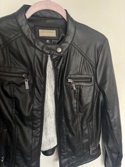 Black Faux Leather Moto Jacket Size M