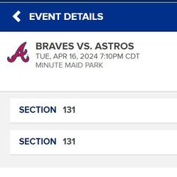 Astros Vs Braves Row 1 Apr 16