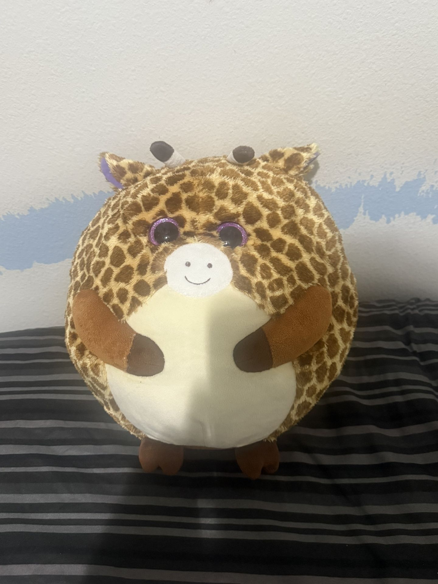 TY Beanie Ballz Tippy The Giraffe XL 13.5" Stuffed Animal Purple Glitter Eyes 